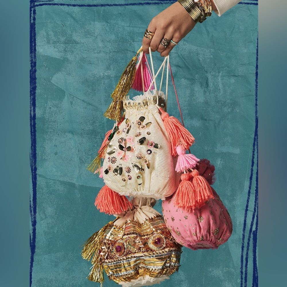 Free People Sparkle Pink Celebration Gift Sack/Make Up Bag/Closet Decoration NWT